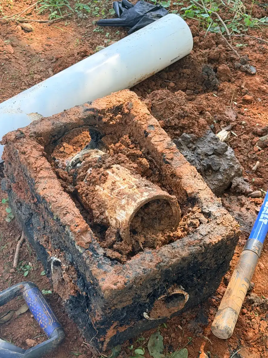 Failed distribution box removed during a D-box repair in Vale, NC